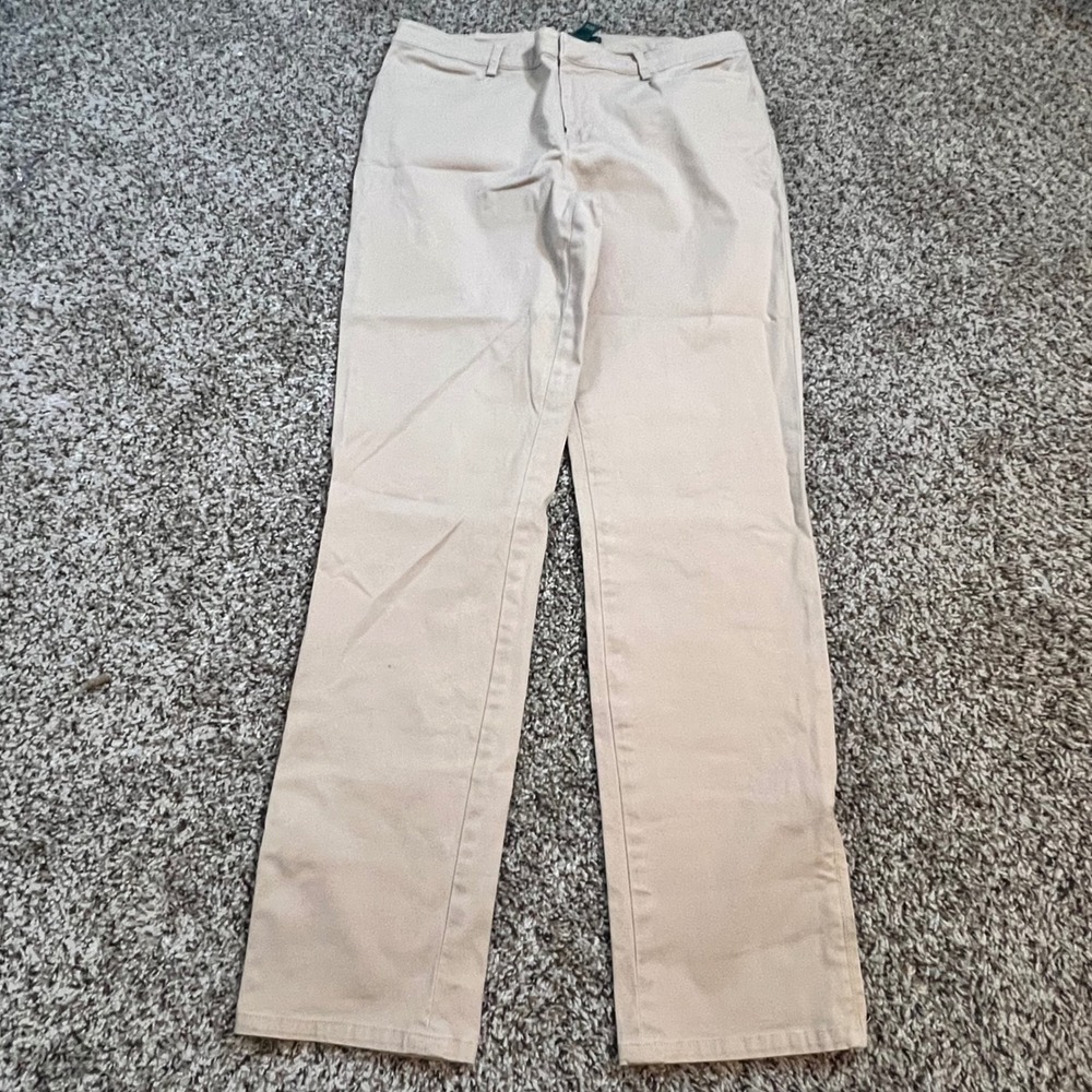 Lauren Ralph Lauren Womens Tan Khaki Ankle Zipper Straight Leg Pants Size 8
